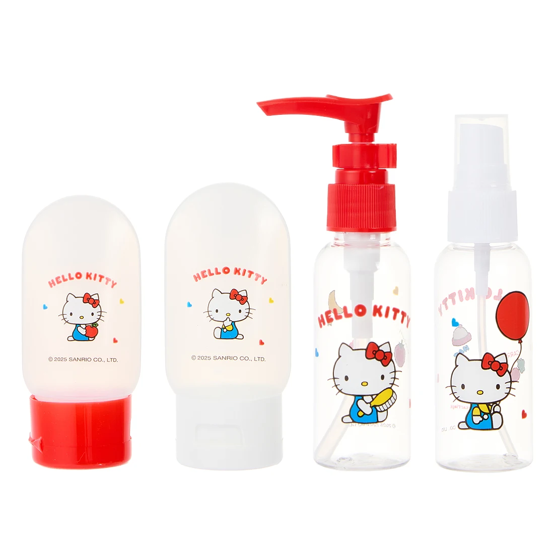 헬로 키티 4PCS 여행용 병 세트 휴대용 리필 가능 세면 용품 키트 샴푸 로션 스프레이 병 여성용 화장품 용기