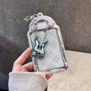 1PC 인스 고양이 토끼 포토카드 홀더 K팝 포토카드 디스플레이 펜던트 학생증 보호 커버 K팝 아이돌 카드 홀더