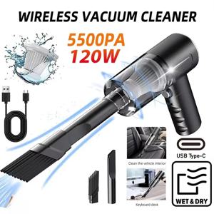 1PC 무선 진공 청소기 120W 고출력 블랙 가정 및 자동차용 이중 용도 강력한 휴대용 핸드헬드 진공 청소기