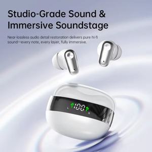 MINI550 무선 헤드폰, 고음질 스테레오 헤드폰, 노이즈 캔슬링 기능 및 LED 디스플레이 탑재, 미니 헤드폰