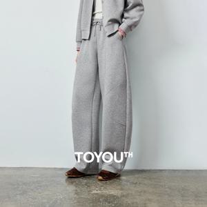 TOYOUTH 여성용 레이지 아카데미 소프트 아메리칸 커브드 레그 팬츠 2026 가을 신상 패널 디자인 배형 체형 보정 팬츠