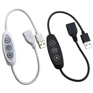 3KEY USB 조광기 스위치 케이블(5V 2A 인라인 컨트롤러 포함), LED 스트립 조명용 8단계 밝기 조정, USB 데스크 램프, Re