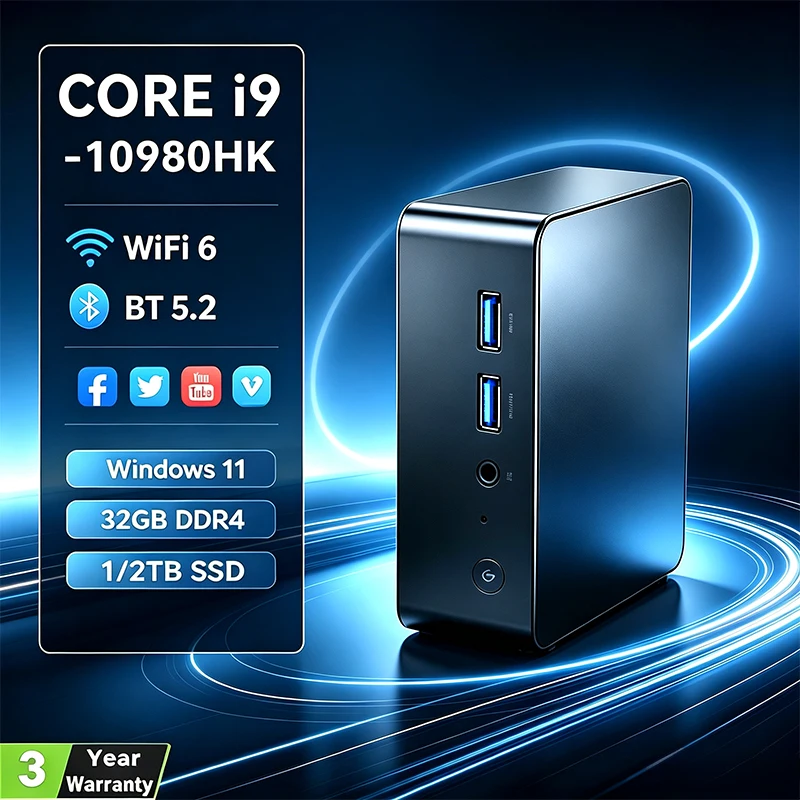 2026 미니 PC 윈도우 11 프로 인텔 I9-10980HK/N150 미니 PC 게이머 컴퓨터 32GB 램 1TB 2TB SSD WIFI 6 BT5.2 4K 게이밍 데스크탑 PC