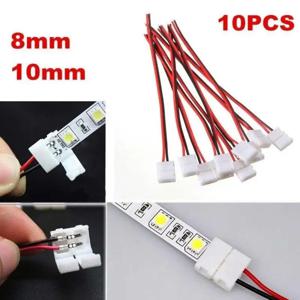 10Pcs 2 핀 LED 스트립 커넥터 3528 5050 LED 라이트 스트립 용 솔더리스 어댑터 8mm 10mm 단일 헤드 케이블 커넥터
