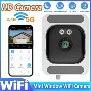 새로운 2.4/5GHz 와이파이 윈도우 1080 HD 카메라 3MP 풀컬러 야간 투시 실내 보안 미니 스틱형 창문 감시 카메라