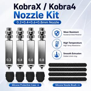 애니큐빅 코브라 X/코브라 4 바이메탈 핫엔드 노즐 키트 0.2 0.4 0.6 0.8mm 히팅 어셈블리 (실리콘 와이퍼 포함) 3D 프린터 액세서리