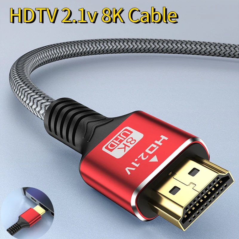 8K HDMI2.1 케이블 고속 HDMI 8K 케이블 60HZ 2.1V 4K 144HZ 3D TV 컴퓨터 모니터 프로젝터 PS 게임 콘솔 오디오 및 비디오