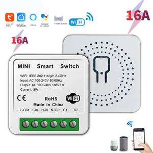 미니 16A WiFi 스위치 스마트 라이프 앱 2방향 제어 스마트 홈 자동화 모듈 인터럽터 Alexa Google 홈과 호환