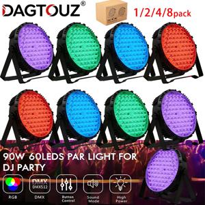 DAGTOUZ 1/2/4/8PCS 60-LED 3-in-1 무대 조명, DMX512 DJ 디스코 조명, 홈 파티, 결혼식 및 축제 분위기 조명