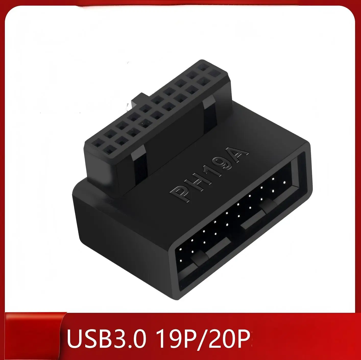 USB 3.0 19/20핀 남성-여성 연장 어댑터 마더보드 커넥터 소켓 PH19A용 90도 각도 변환기