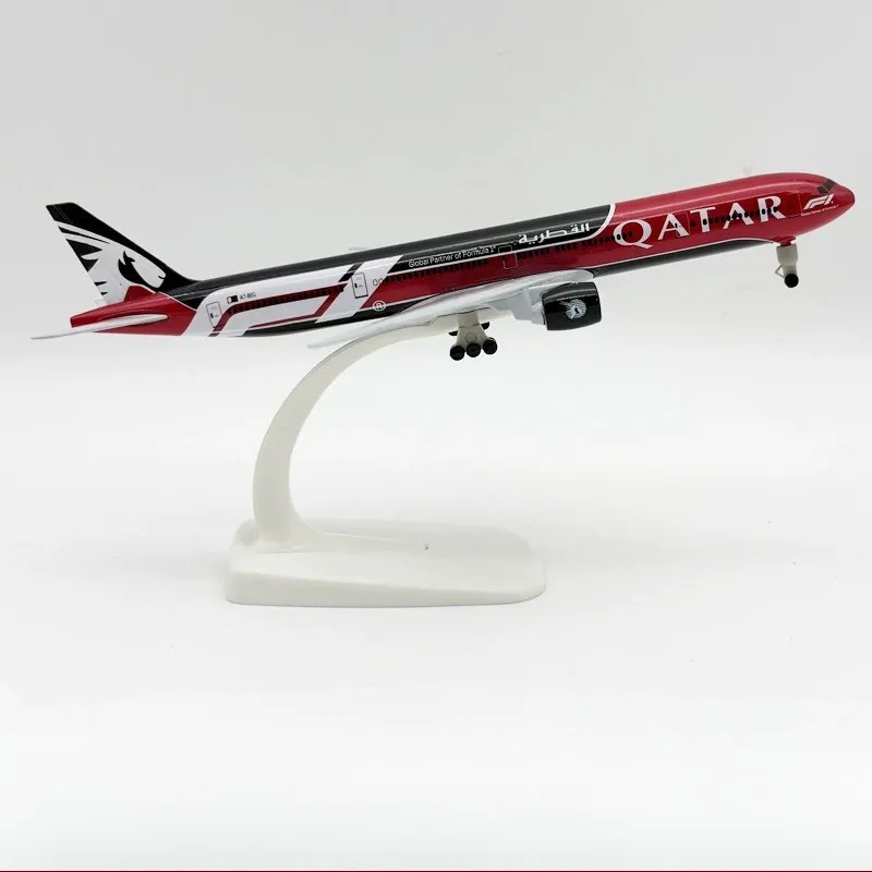 새로운 20cm 카타르 B777-300 장난감 비행기 모델 금속 다이캐스트 비행기 모델 키트(스탠드 및 휠 포함) 전시 컬렉션 또는 선물용