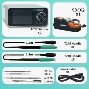 TC22 240W 납땜 스테이션 키트(SDC02 납땜 인두 스탠드 + T245/T210 핸들 + C245/C210 납땜 인두 팁 포함) GEEBOON