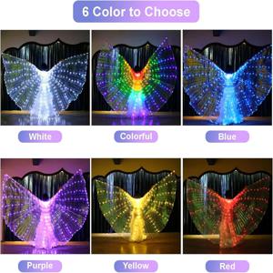 LED 날개 망토 성인 어린이 의상 서커스 LED 라이트 발광 의상 파티 쇼 LED 이시스 날개 공연 벨리댄스 의상