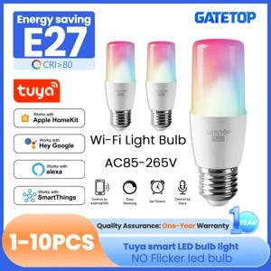 1-10PCS E27 Led 스마트 전구 Wifi 6W RGBCW WW Tuya 촛불 램프는 Alexa Amazon Google Home Yandex Alice Smartthings와 함께 작동합니다.