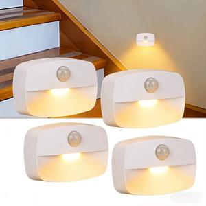 1-4PCS LED 야간 조명(모션 센서 포함) 캐비닛 램프 무선 침대 옆 야간 조명 배터리 전원, 침실 옷장 계단 조명