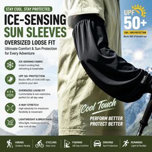 스포츠 액세서리 슬리브 커버, 아이스 슬리브 남성용 UPF50+ 쿨링 암 커버, 자외선 차단, 운전 및 사이클링용 햇빛 차단