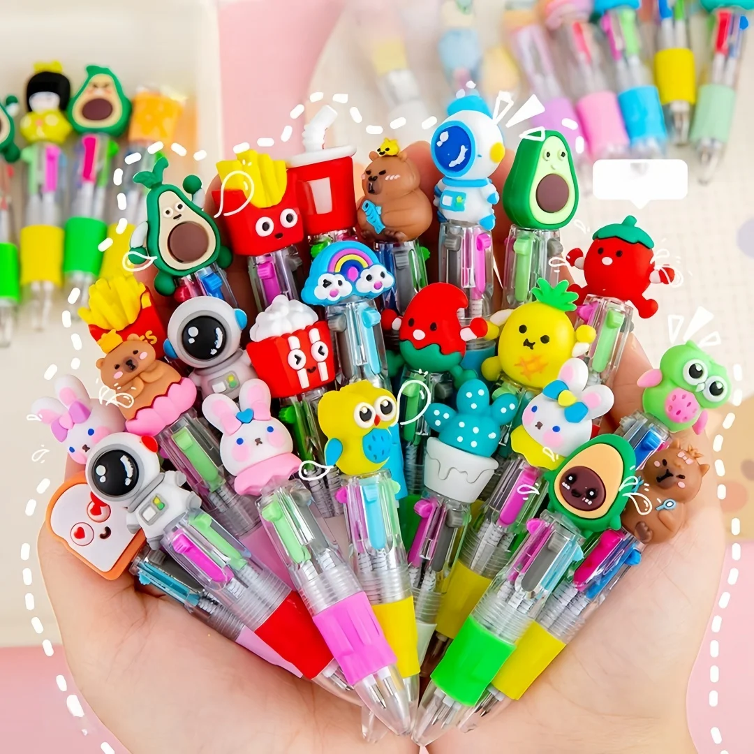 1-30Pcs 귀여운 만화 단색 4색 펜 미니 포켓 노트북 펜 크리 에이 티브 프레스 멀티 헤드 스위치 (Bullet Journals 용)