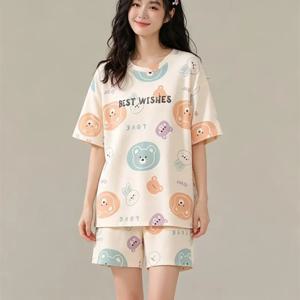잠옷 세트 여성용 짧은 잠옷 여성용 여름 잠옷 잠옷 세트 Pijama 여성 홈웨어 팬티 수면 라운지