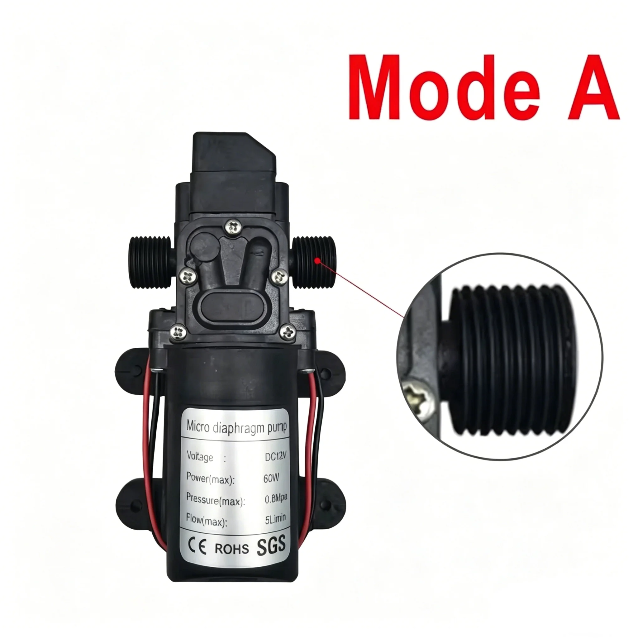 미니 전기 다이어프램 펌프 120PSI 60W 5L/Min 고압 DC 12V 자흡식 물 세척기 농약 살포용