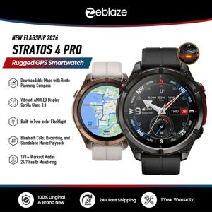2026년 신형 플래그십 제블레이즈 스트라토스 4 PRO 러기드 GPS 스마트워치 AMOLED 무료 지도 다운로드, 2색 플래시라이트, 음악 저장 기능 탑재