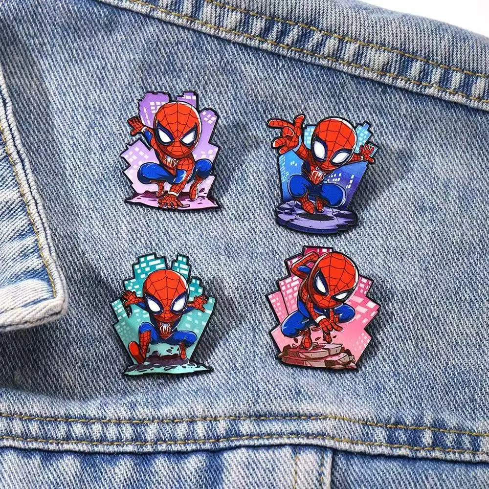 4Pcs 애니메이션 귀여운 캐릭터 브로치 개성 에나멜 핀 배낭 의류 쥬얼리 금속 배지 액세서리 선물