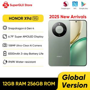 글로벌 버전 HONOR X9d 5G 스마트폰 6.79인치 방수 120Hz AMOLED 화면 108MP 듀얼 AI 카메라 8300mAh 배터리 66W NFC IP69K
