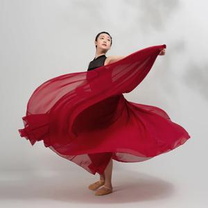 여성용 발레 밸리 댄스 시폰 스커트, 360 540/720 도, 집시 롱 스커트, 댄서 연습복, 모듬 댄스 스커트