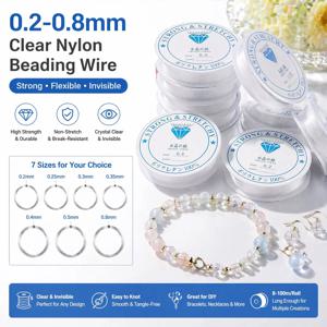 투명 나일론 비딩 와이어 0.2-0.8mm 주얼리 비즈 실 DIY 팔찌 목걸이 액세서리 만들기용 강한 비즈 실 8-100m 롤