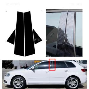 실버 카본 필러 포스트, 광택 블랙, 아우디 A3 S3 RS3 4dr 8P 2003 2004 -2013 문짝 창문 기둥 BC 트림 스티커 커버에 적합