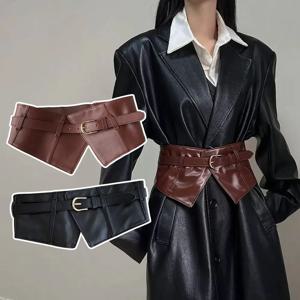 패션 와이드 버클 코르셋 허리 벨트 장식용 PU 가죽 커머번드 DIY 허리 커버 (스커트, 드레스, 탑, 스웨터, 코트용)