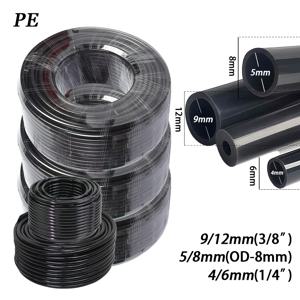 10/20/30/50M OD-6mm 8mm 12mm 블랙 PE 4/6mm 5/8mm 9/12mm 점적 관수 파이프 3/8인치 1/4인치 급수 튜브 정원 호스 내압성