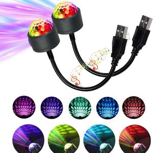 USB 컬러풀 스테이지 라이트 360 °   올라운드 회전 LED 프로젝터 조명 DJ 자동차 음성 음악 제어 분위기 조명 파티용