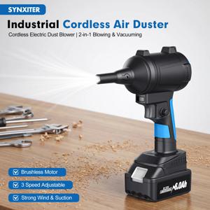 Synxiter 75000RPM 브러시리스 에어 더스터 2 in 1 블로우 석션 핸드헬드 무선 먼지 청소기(컴퓨터 가정용 산업용)