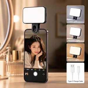 휴대폰 셀카용 미니 클립형 LED 조명, 휴대용 카메라 조명, 스마트폰 메이크업 비디오 블로그 사진 촬영용 소프트 램프