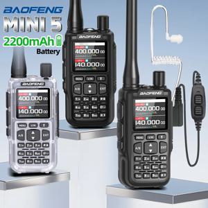 BAOFENG MINI 5 무전기 업그레이드된 2200mAh 배터리 블루투스 프로그래밍 듀얼 PTT 밴드 휴대용 햄 라디오 캠핑 및 구조용