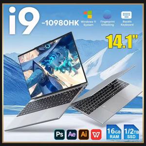 14.1인치 인텔 I9-10980HK 노트북 컴퓨터 윈도우 11 지문인식 노트북 PC 16GB RAM 1TB SSD 오피스 게이밍 노트북