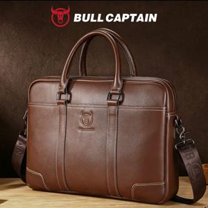 BULLCAPTAIN 정품 가죽 남성용 서류가방 비즈니스 핸드백 리얼 소가죽 노트북 가방 캐주얼 숄더 메신저 백