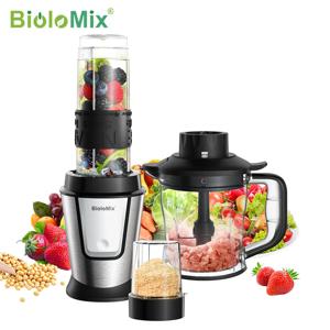BioloMix 다기능 식품 가공기, 휴대용 착즙기 믹서기, 개인 스무디 믹서, 식품 다지기 및 건조 연마기, 3 in 1, 700W