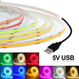 DC 5V USB COB Led 스트립 빛 화이트/레드/그린/핑크/아이스 블루/옐로우 320 Led 유연한 리본 밤 램프 TV 백라이트 홈 장식
