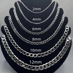남자 925 스털링 실버 목걸이 2/4/6/8/10/12MM 40-75cm 페이스 체인 목걸이 랍스터 걸쇠 남자 여자 약혼 보석 선물