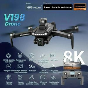 오리지널 V198GPS 드론 4K 프로페셔널 FPV 브러시리스 레이저 장애물 회피 공중 광학 접이식 쿼드콥터 미니 8K 드론