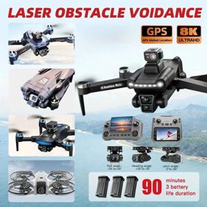스크린 탑재 오리지널 드론 RC 8K 전문가용 HD 항공 촬영 GPS 레이저 장애물 회피 3축 짐벌 항공기
