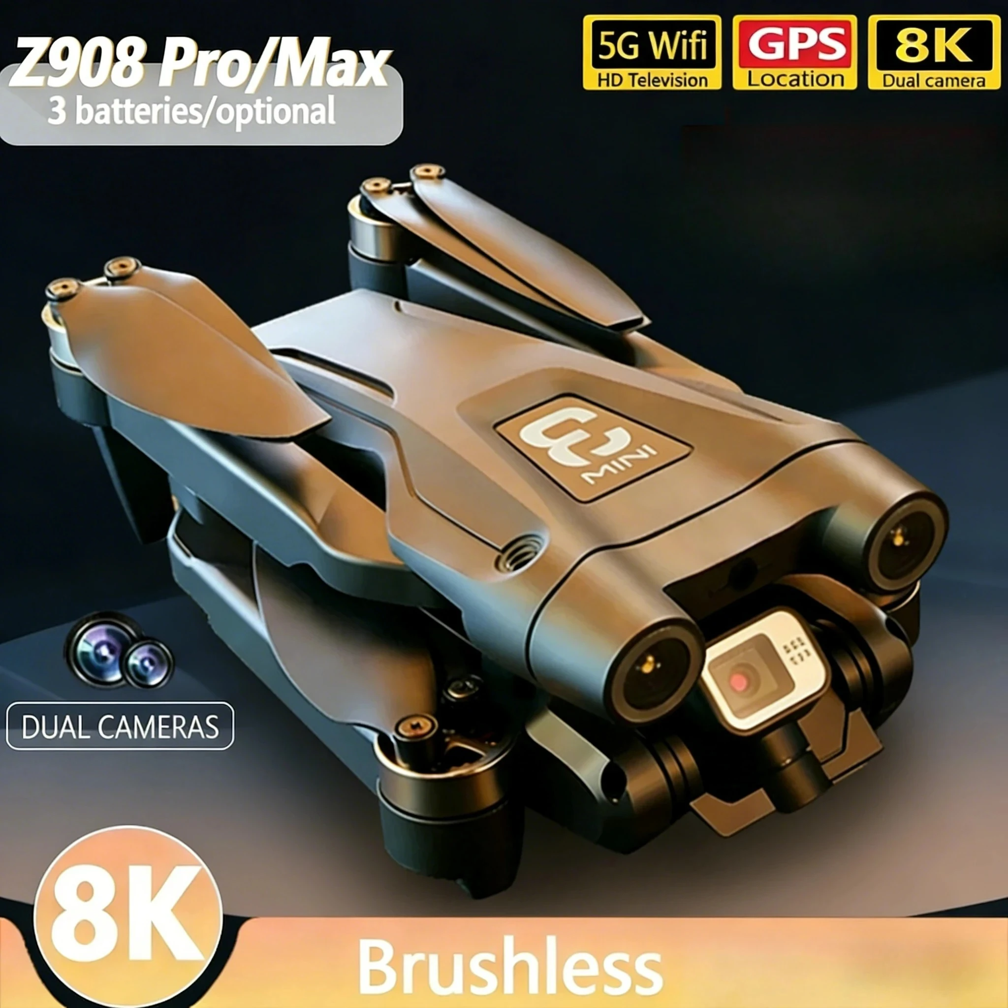 오리지널 Z908 프로 맥스 드론 4K 전문가용 HD 듀얼 카메라 드론 브러시리스 모터 5G WIFI FPV RC 쿼드콥터 헬리콥터 장난감
