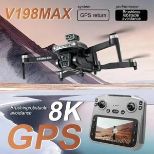 오리지널 V198MAX 드론 8K 프로페셔널 FPV 브러시리스 레이저 장애물 회피 공중 광학 접이식 쿼드콥터 미니 4K 드론