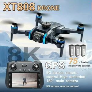 오리지널 XT808GPS 드론 4K 프로페셔널 HD 듀얼 카메라 8K 드론 브러시리스 모터 5G WIFI FPV 접이식 RC 쿼드콥터 헬리콥터