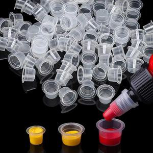1000/500/100pcs 플라스틱 문신 잉크 컵 캡 안료 마이크로 블레이드 홀더 컨테이너 8mm 11mm 15mm 크기 문신 액세서리 용