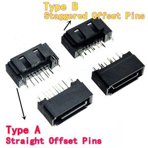 10PCS SATA 커넥터 타입 A 타입 B 7P SATA 암 헤더 수직 스루홀 마운트 하드 디스크 드라이브 HDD 인터페이스 커넥터