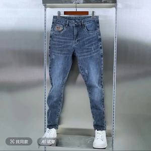 신상 남성 청바지 슬림핏 스몰핏 하이엔드 블루 그레이 워시드 캐주얼 블루 롱 슬림핏 워크 스트레치 카우보이 남성 바지