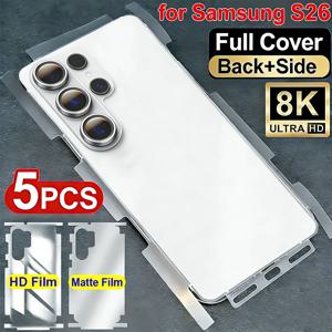 삼성 갤럭시 S26 울트라 플러스 S26+용 HD/무광 투명 후면 및 측면 전체 커버 스크린 보호 필름, 유연한 긁힘 방지 후면 필름