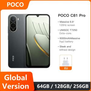 스마트폰 POCO C81 Pro 글로벌 버전 6.9인치 120Hz 디스플레이 6000mAh 배터리 UNISOC T7250 옥타 코어 HyperOS 3 2026 모바일 폰